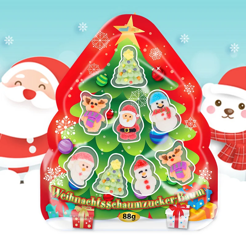 Custom 88G Santa Cartoon Soft Gummy Cotton Candy Gift Christmas Candy Ornaments Candy