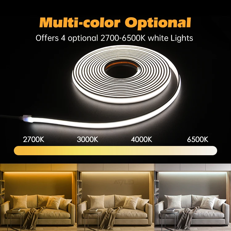 COB Neon LED Light Strip Flexible Silicone Set 5M 480 LEDs Embedded Linear Waterproof Light Tape for Indoors Outdoors Decoration