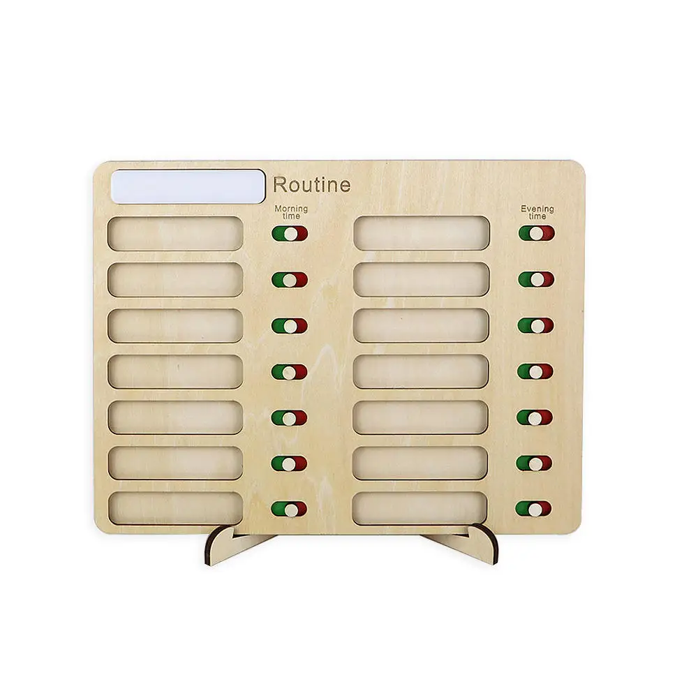 Custom Daily Visual Schedule laser cut Sliding Daily Routing Chart Board for kids Tasks
