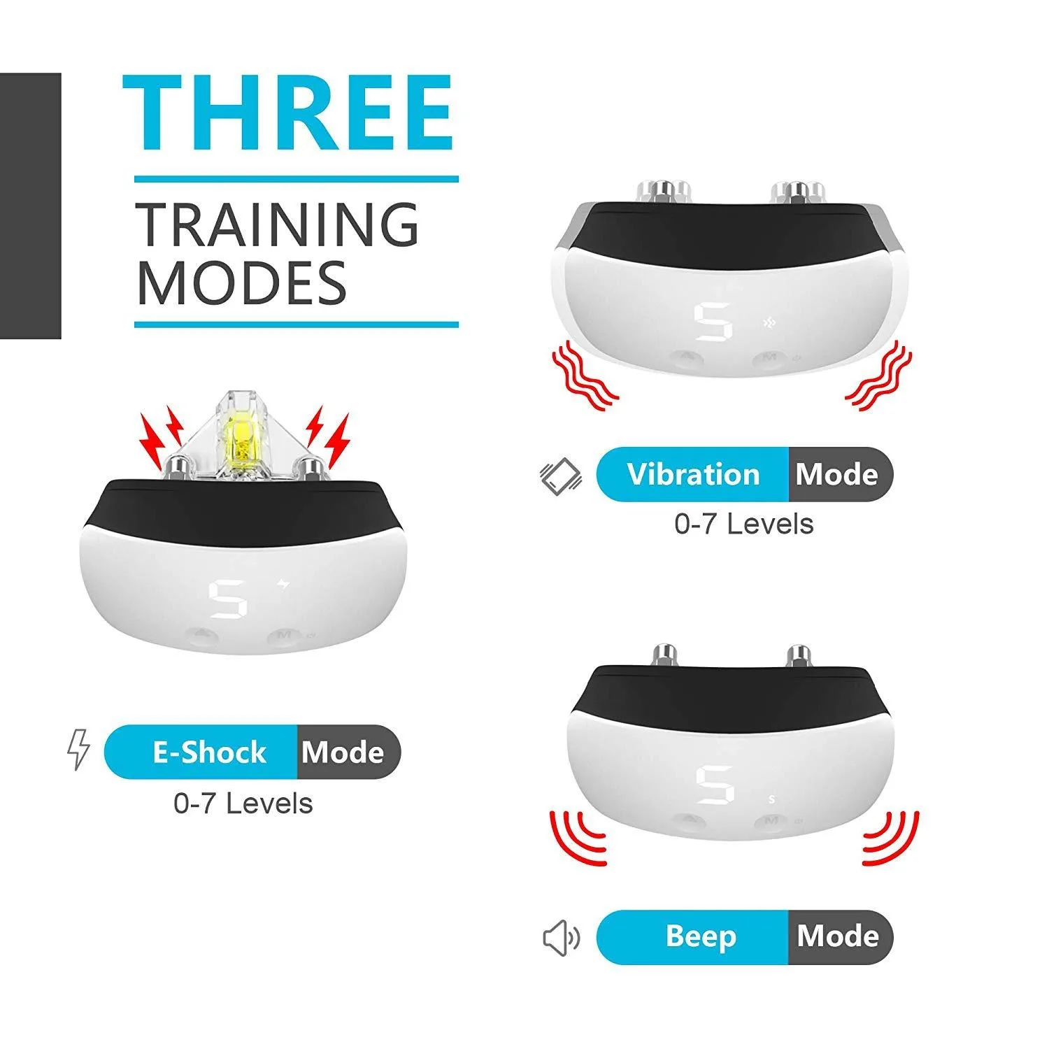 Электрический тренировочный ошейник против лая, водонепроницаемый ошейник для собак с звуковым сигналом, вибрацией, током, 7 уровнями защиты от лая, перезаряжаемый
