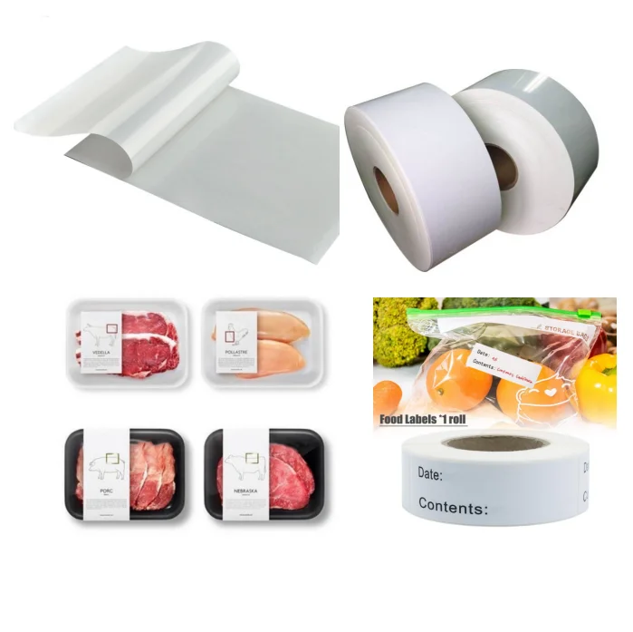 PP glossy white PP transparent self adhesive label materials for frozen food packaging label wet wipes label with CE certificate