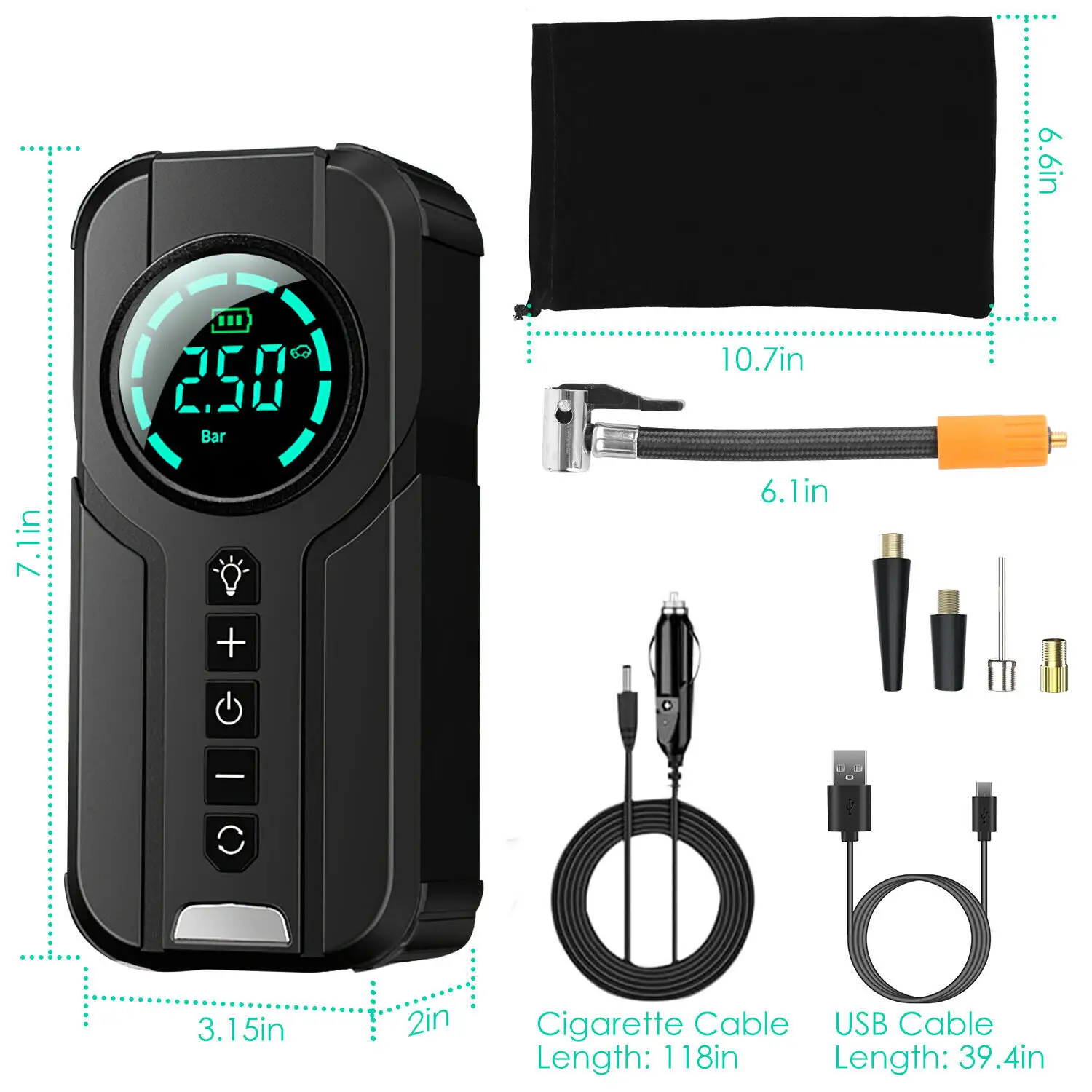 Fast response Time Portable Tire Inflator Compressor 12V for Cars It uses the same battery as Tesla