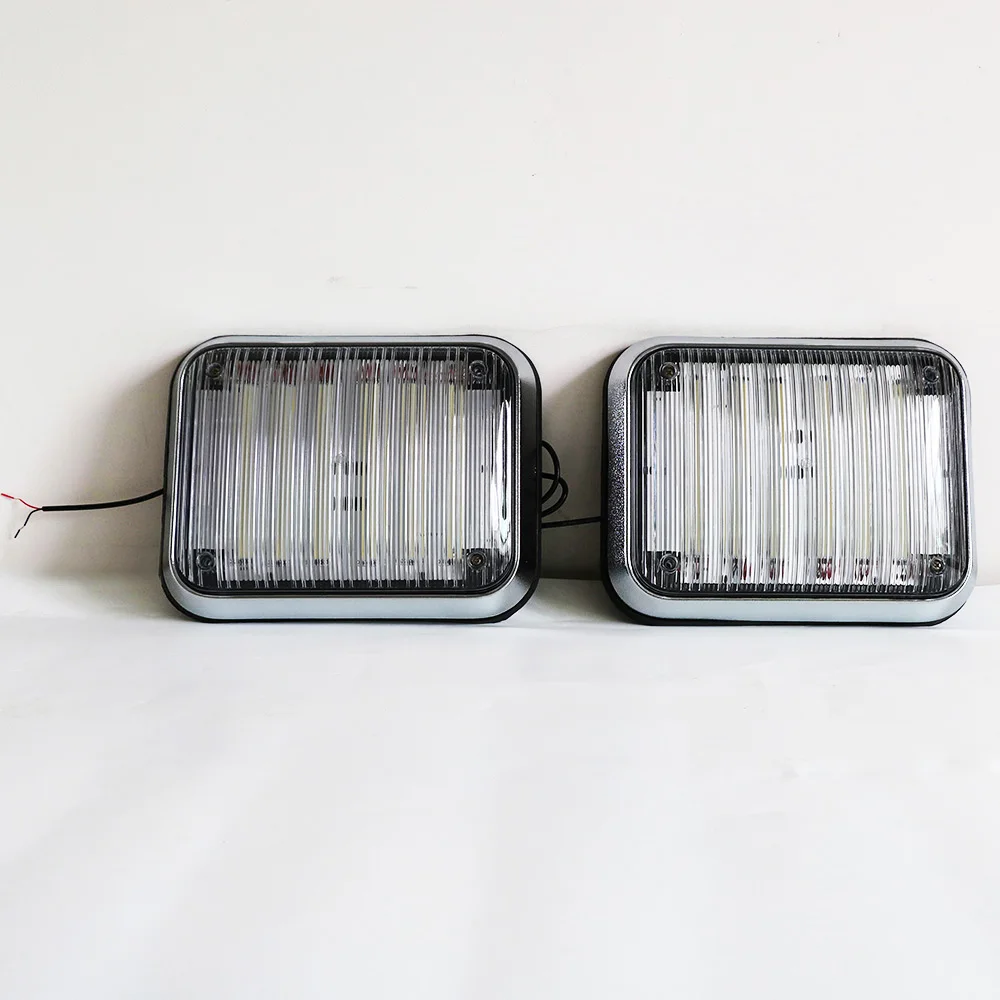 High Brightness Car Truck Side Strobe Lights COB White Grille Lights Emergency Warning Light For Roadway Safety 2-flash Pair