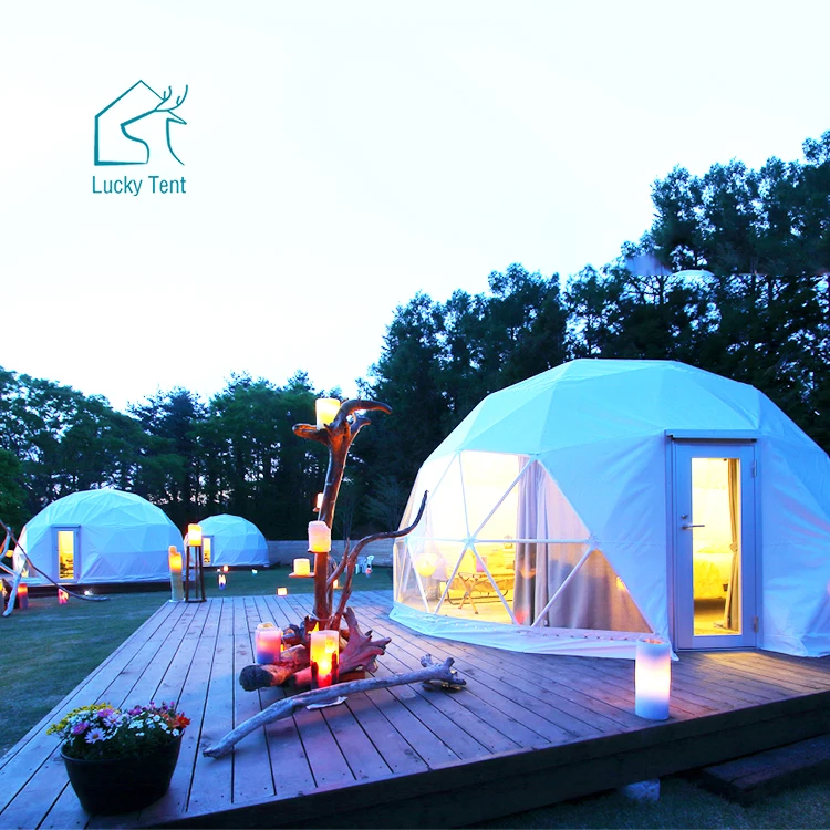 Good Quality White Yurt 75Kg/Sqm Snow Load Geodesic Party Dome Tents for Events with Round PVC Door