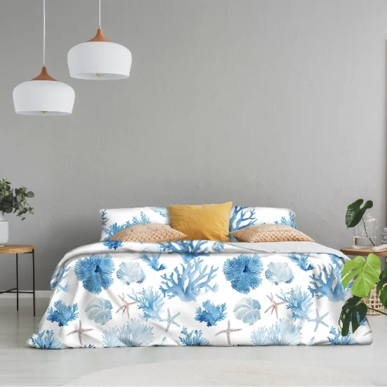 High Quality Bamboo Cotton Modal Microfiber Bedding Set Comfortable Ocean Pattern Duvet Cover Cooling Feature for Home Hotel Use
