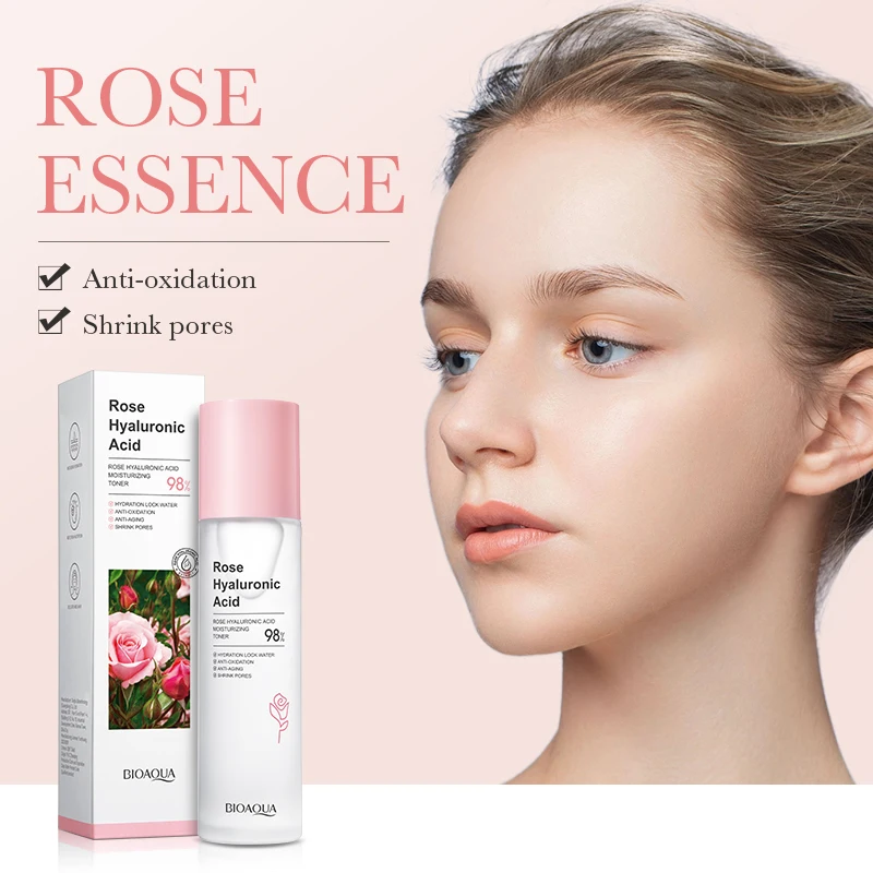 OEM ODM BIOAQUA Beauty Product Rose Hyaluronic Acid Moisturizing Toner Anti Oxidation And Aging Facial Care Rose Water Skin Care