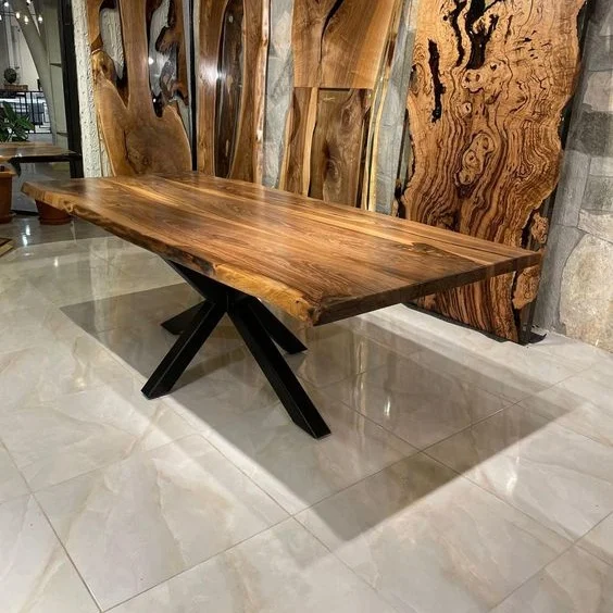 Moredesign Factory Price Wooden Kitchen Furniture Live Edge Solid Walnut Wood Slab Restaurant Dining Table Top