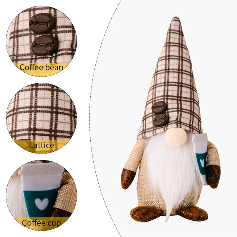 Best Selling Handmade Christmas Faceless Decoration Coffee Toys Plush Gnomes Doll Home Decorations