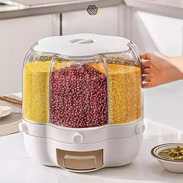 Household 20kgs Grain Dry Food Cereal Dispenser Plastic Rice Storage Box Container For Cereal Pulses Box