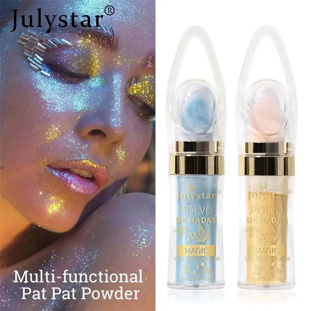 6 Colors Spot Goods OEM Wholesale Fairy Powder Highlighter Whole Body Brighten Highlighter Makeup Pressed Powder