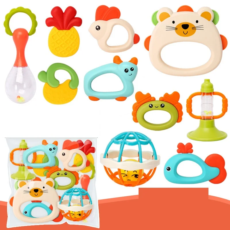 Baby Rattle Toys Set 0-6 Months Teething Infant Toys Funny Cute Shaking Hand Bells Set