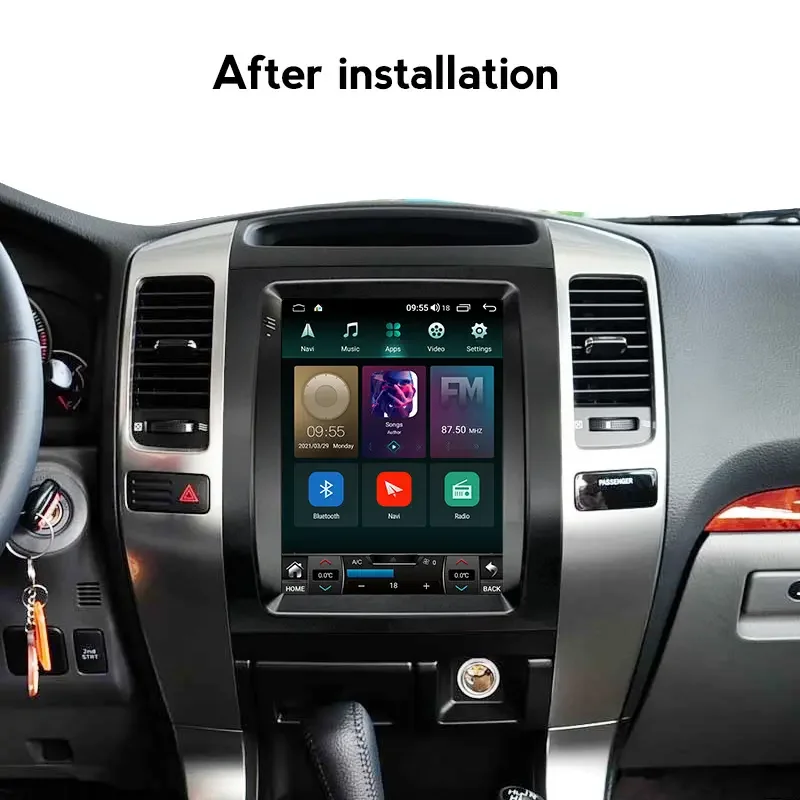 2+32GB Tesla Vertical Android 11 car dvd player Multimedia Carplay autoradio stereo headunit screen For Toyota Prado 120 2002-20