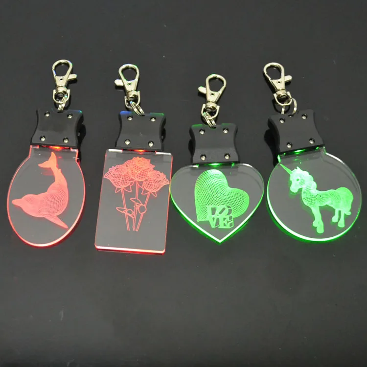 
Promotional Logo Laser Acrylic Led Glow Keychain 