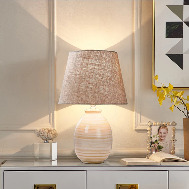 home decorative simple bedroom living room bed side white ceramic table lamps