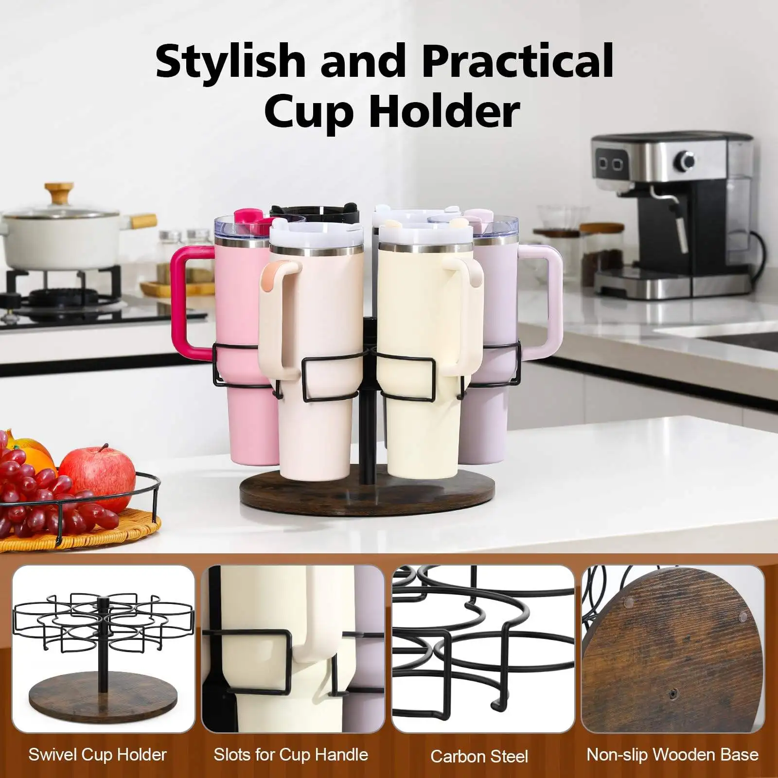 Hot Selling 40oz Hold 6 Bottles Stackable Water Bottle Organizer Rotatable Cup Holder for Stanley Kitchen Organizers and Storage