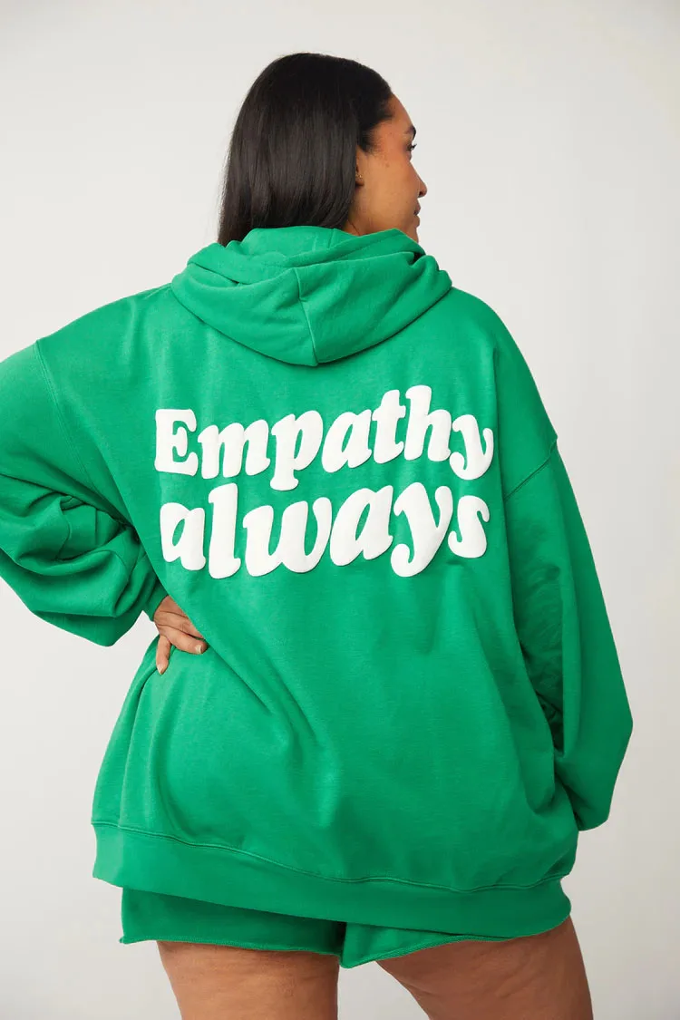 GOO Screen Printed Slogan Hoodie Custom Cotton Zip Up Hoodie For Women