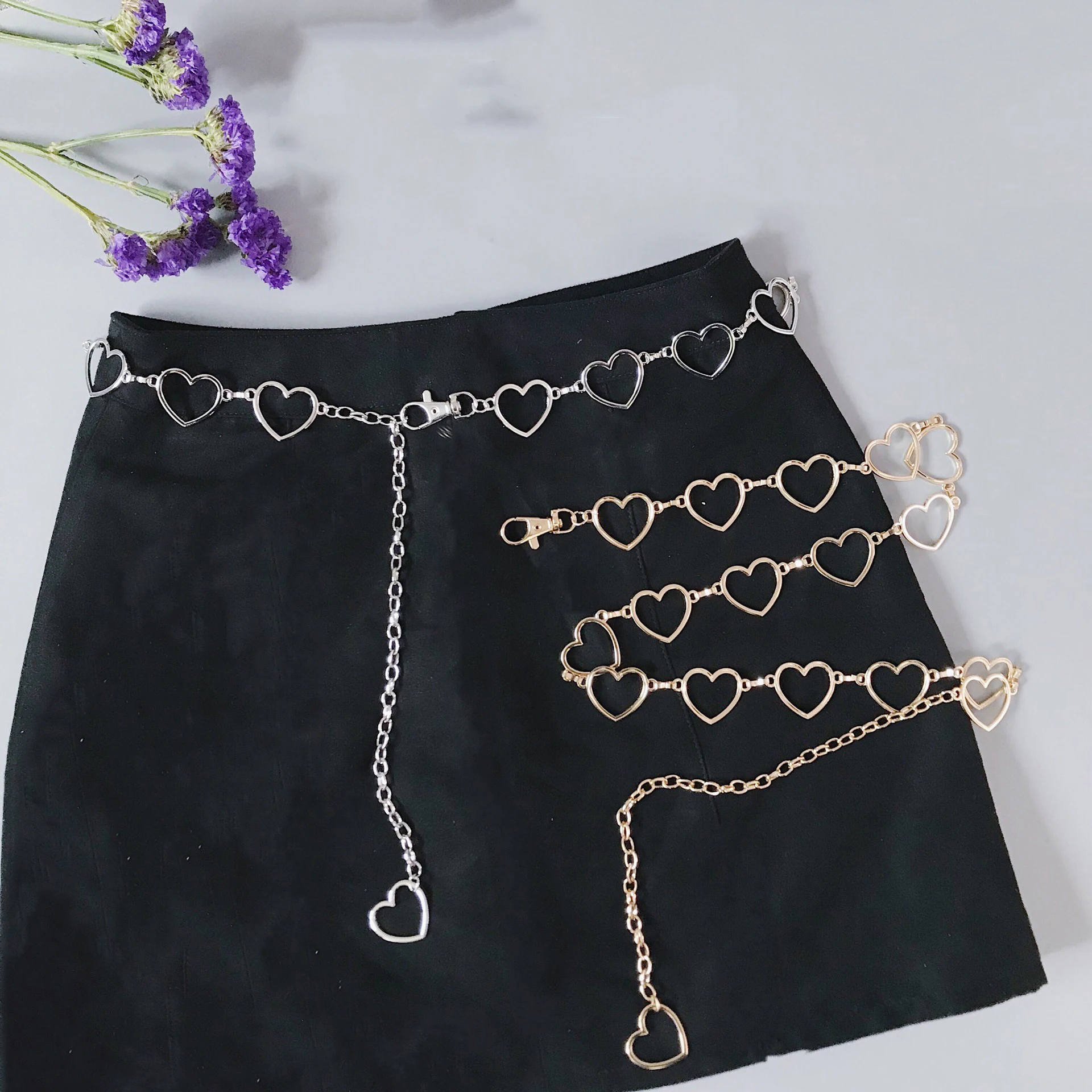 Металлическая цепочка на талию для брюк, модное украшение в виде сердца, цепочка на талию для женщин в европейском и американском стиле