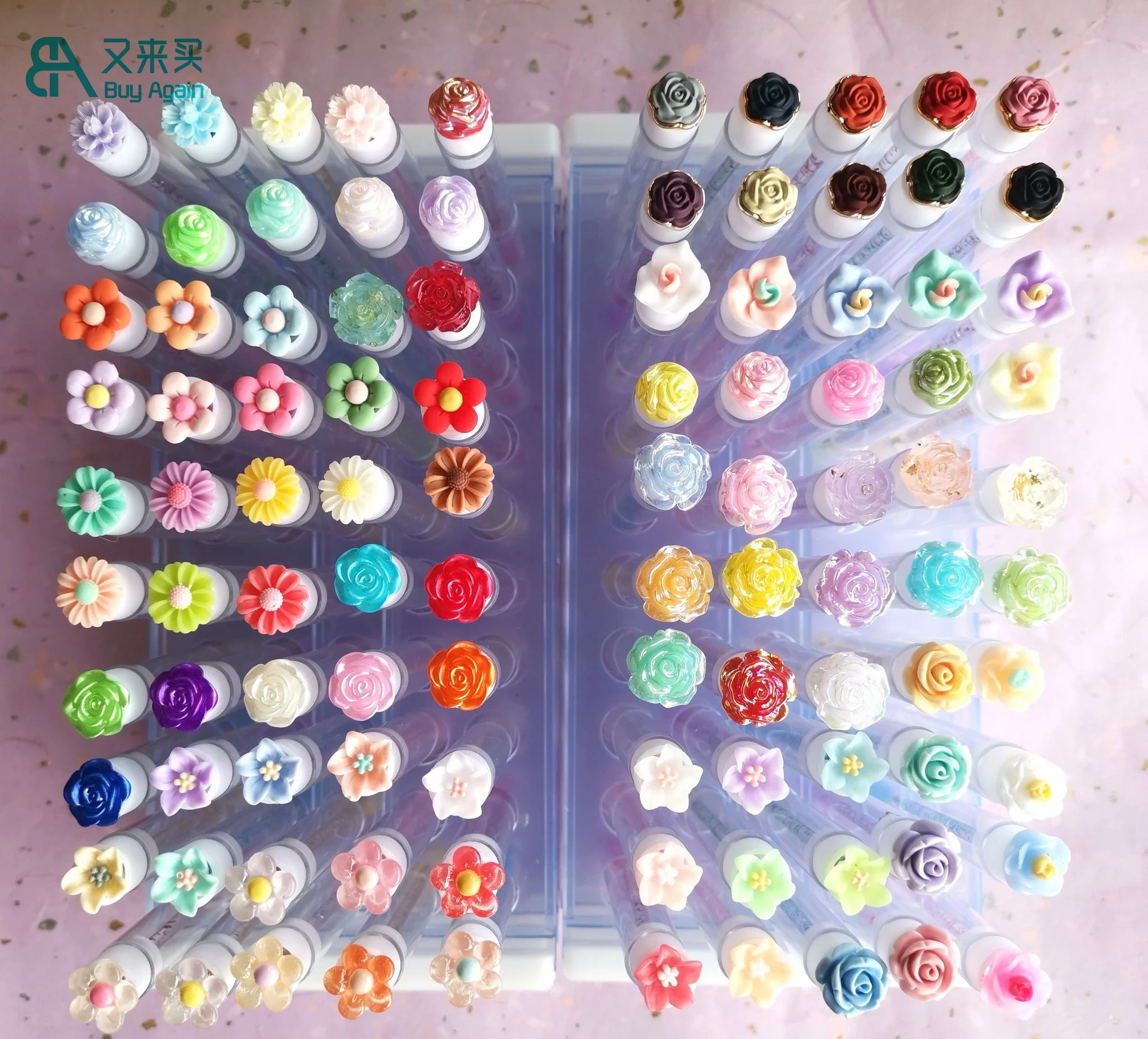 Wholesale makeup tools gift lash wand eyelash brush flower tube mascara wand lash spoolies tubes Eyelash spoolie brush with tube