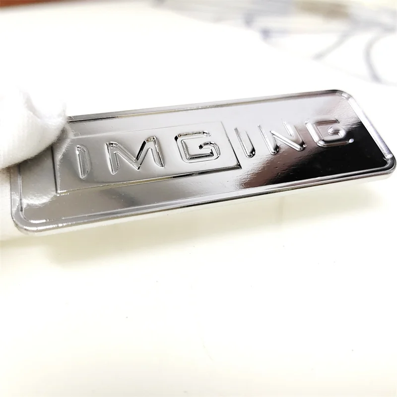 Custom Metal Sticker Emblem 3M adhesive 3D embossed text Logo for equipment car bike factory wholesales