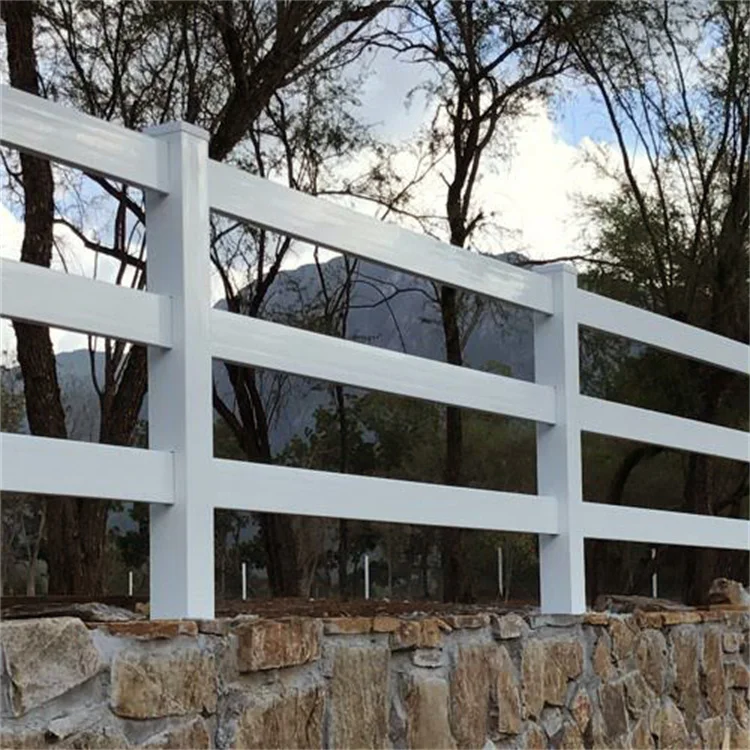 UV Resistant 3 Rail Horse Plastic Vinyl PVC Farm Fence, Cheap White Plastic Vinyl PVC Horse Paddock Ranch Fence