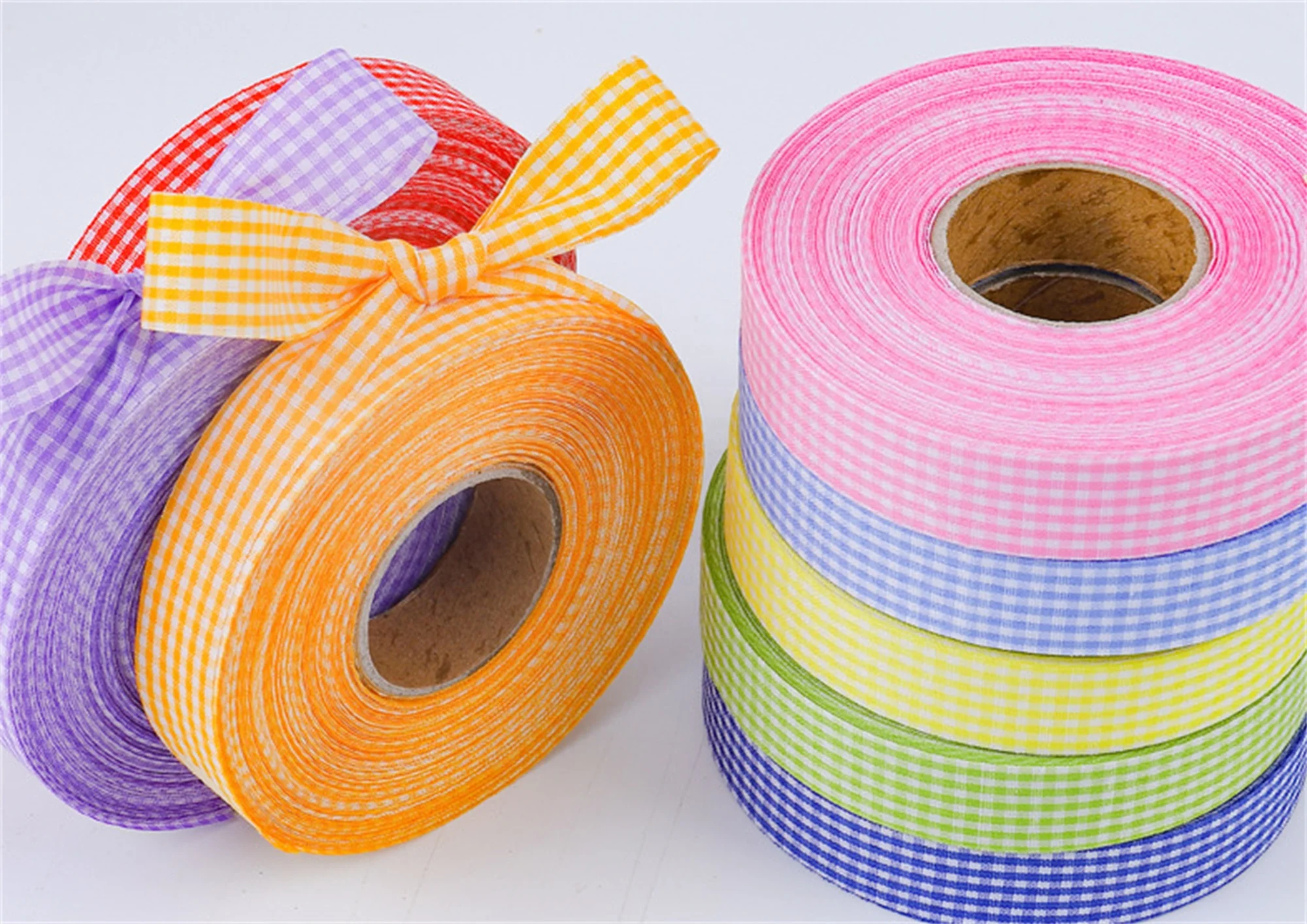 Plaid Ribbon Baking Cake Packaging Flower Ribbon Bouquet Tie Decoration Christmas Plaid webbing packaging ribbons