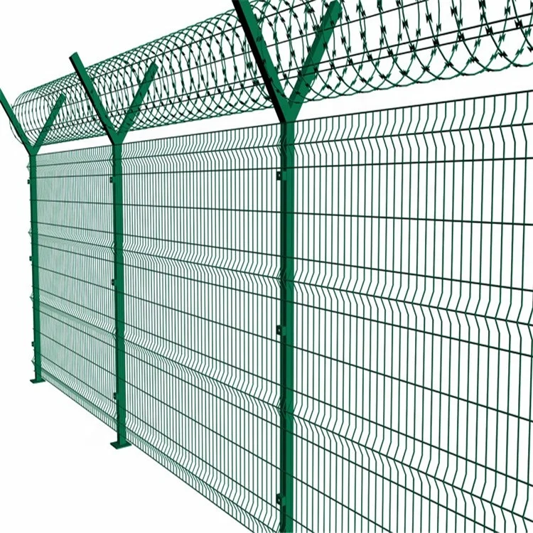 3D curved fence panel with poles