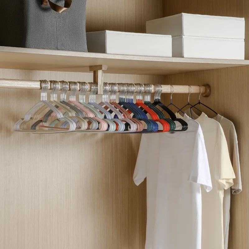 Wholesale black white non slip perchas clothes Hanger  Wholesale Metal hanger wire PVC heavy duty coat hangers percha metalica