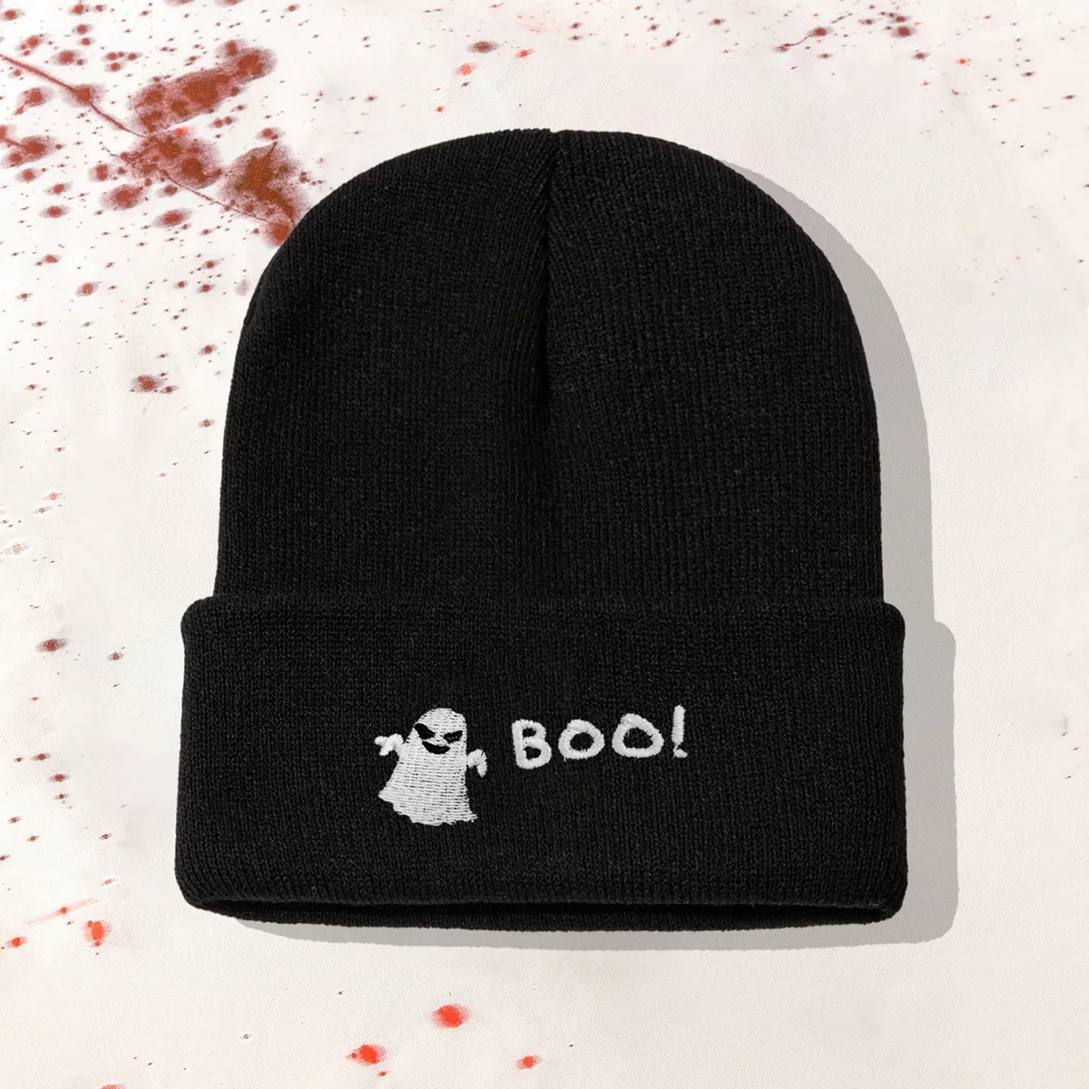 Новая Повседневная трендовая шерстяная шапка с вышивкой вязаная Ghost Boo модная акриловая зимняя теплая холодная шапочка