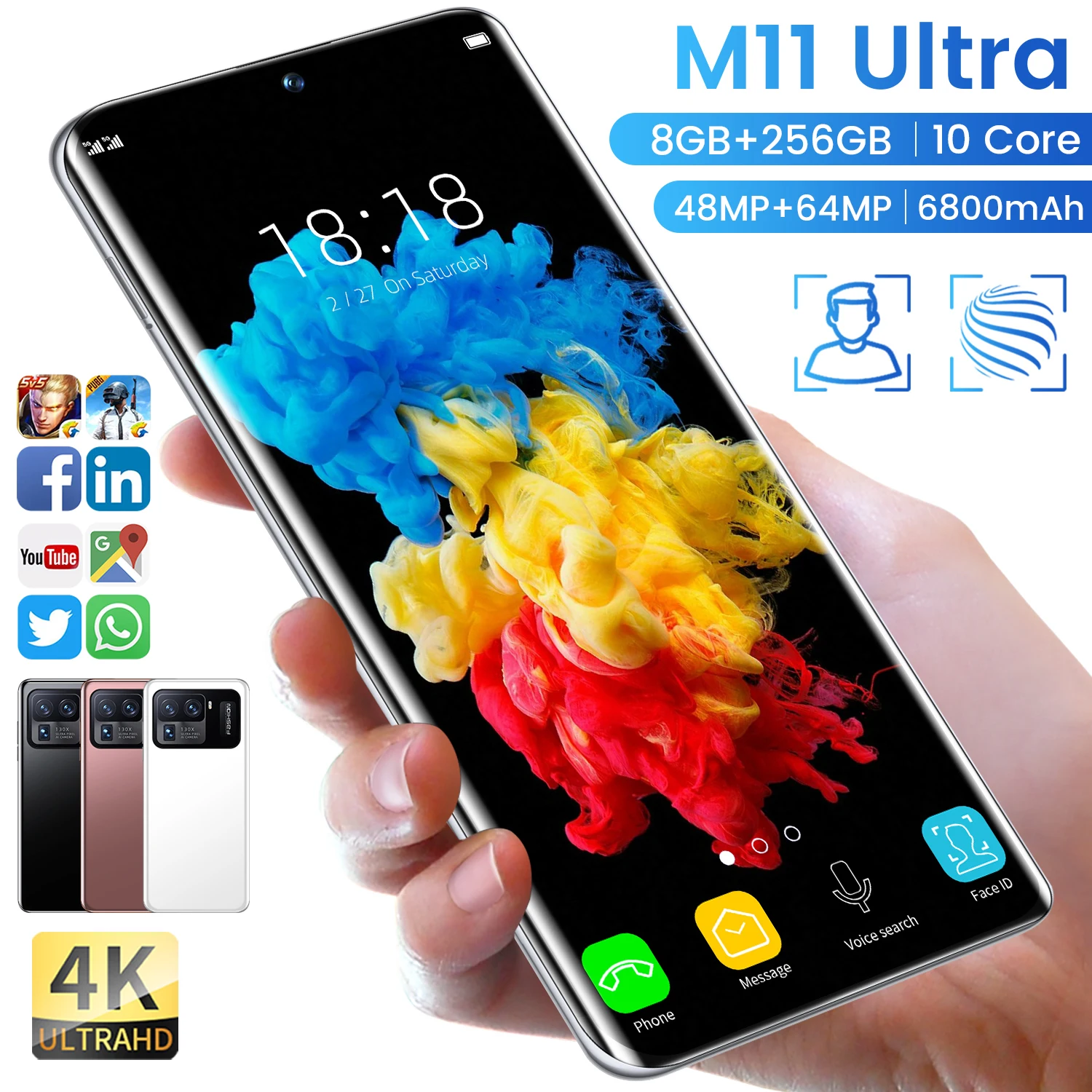 Full Screen 6 inch Fast Charging Gaming 4G 5G smart phone M11 pro mobile phone android smartphone