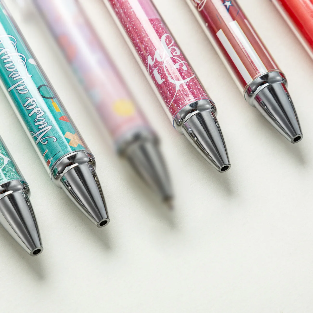 Promotional plastic pen with customized printed paper inside removable