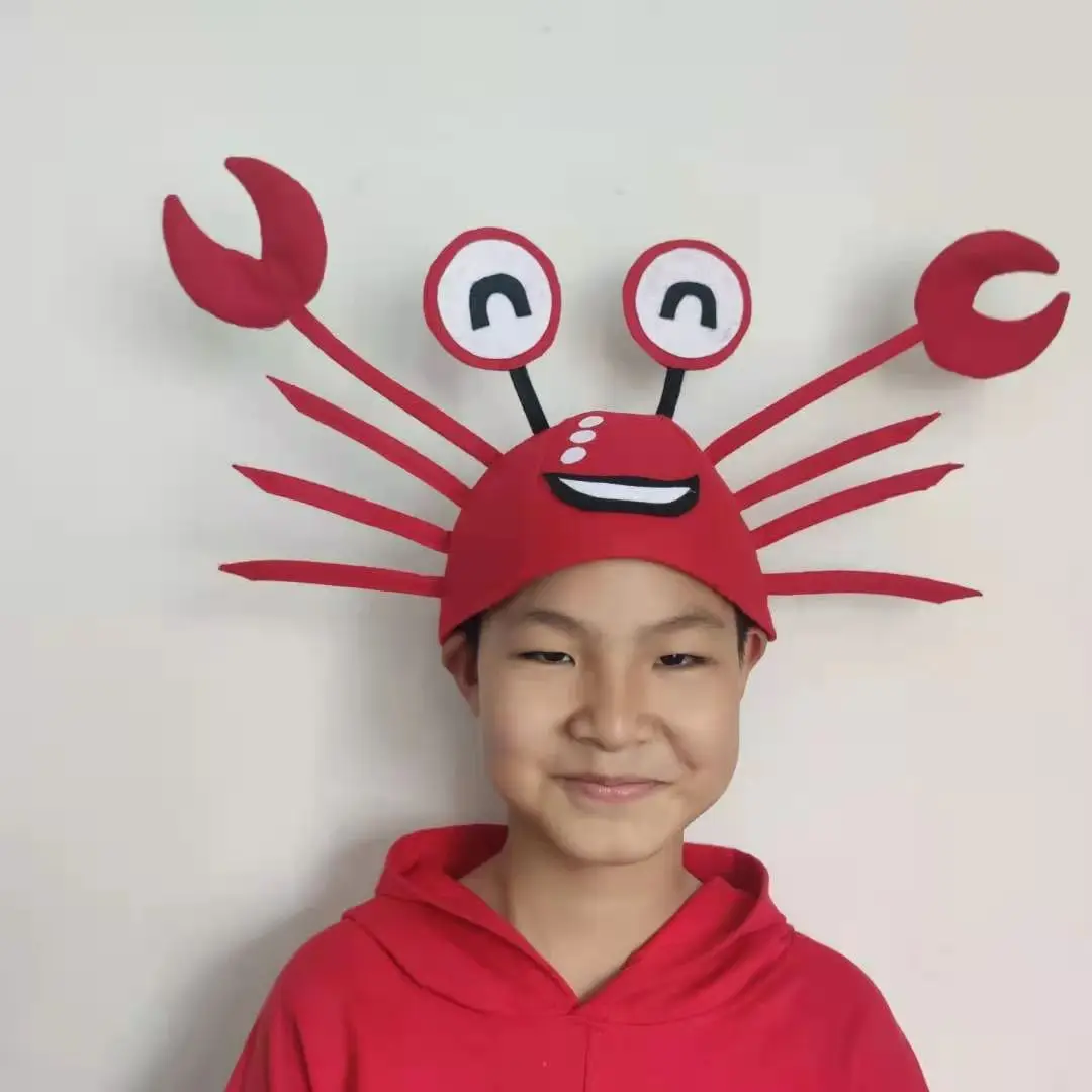 Funny Lobster Crab Hat Red Christmas Hats Decoration Gift Cosplay Costume Accessories New Year Festival Party Supplies For Kids