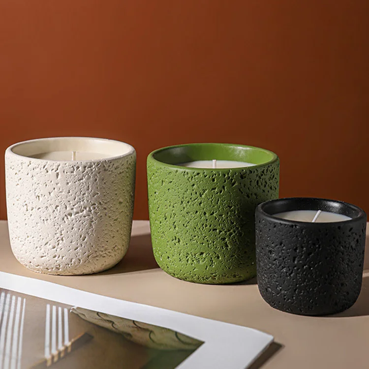 Wholesale luxury empty 6oz matte black white green candles jars wholesale ceramic candle jar candle vessel
