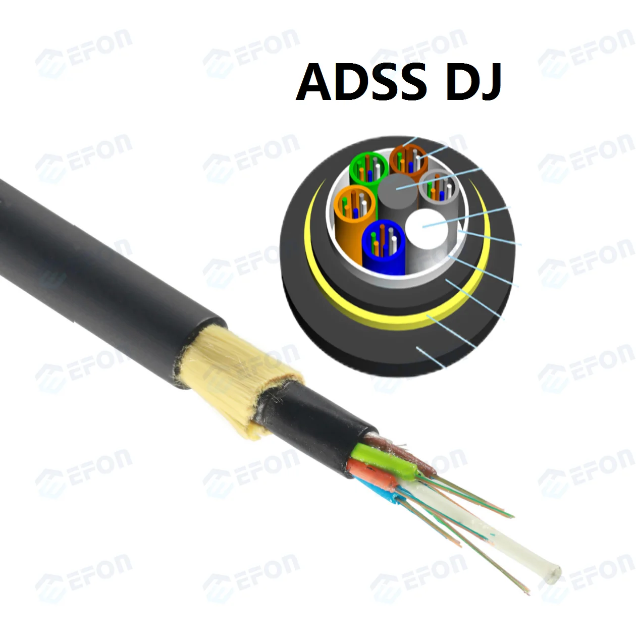 Non-Metallic Self Supporting Single Mode Fiber Optic Cable China Manufacturer Outdoor Aerial ADSS 12 24 48 72 96 144 Core