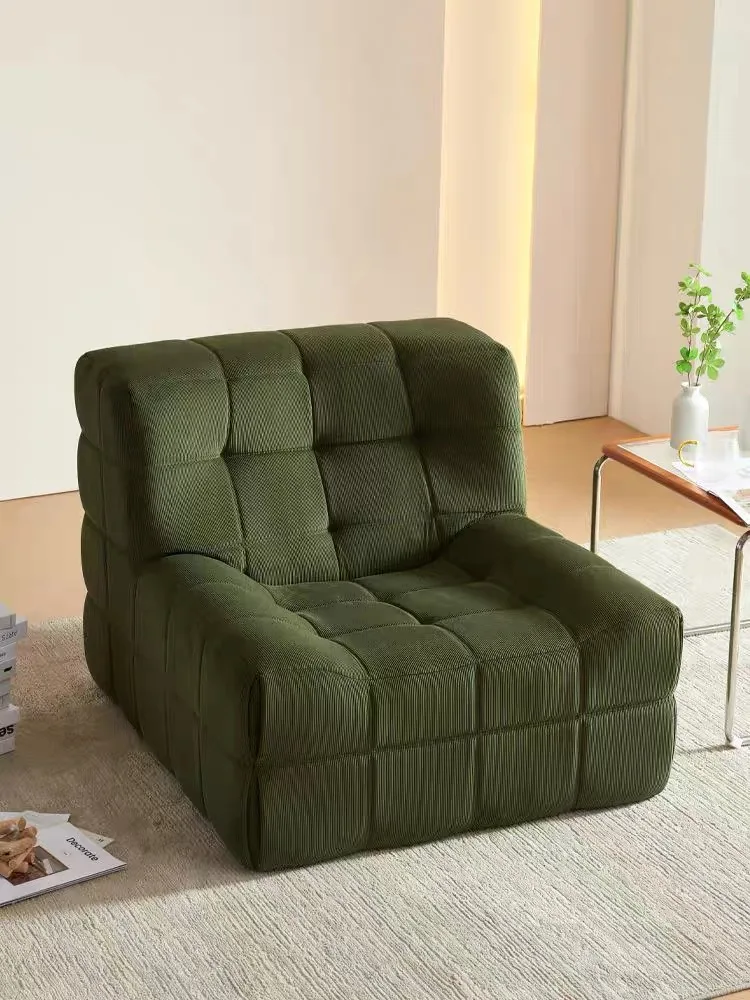 Modular Compression Sofa Vacuum Compression Roll Tofu Block Sofa Corduroy Retro Straight Modern Fabric Sofa