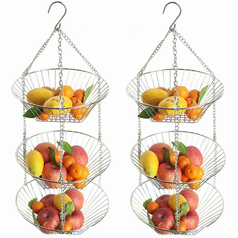 2021 Hot Selling  Modern Style Kitchen 3 Tier  Fruit Vegetable Storage Organizer  Hanging Basket