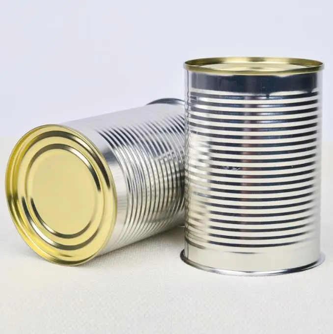 Empty customized silver round tin cans for 450ml  Food grade canned fruits/ vegetables/ meat with Easy-pull cover metal lid