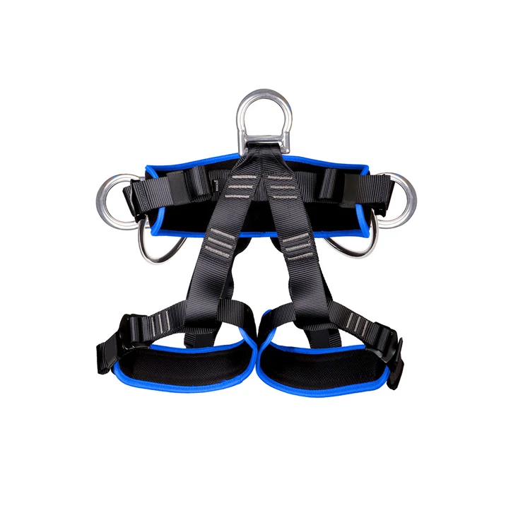TL 22KN blue fire rescue half body safety climbing harness with 3 ring