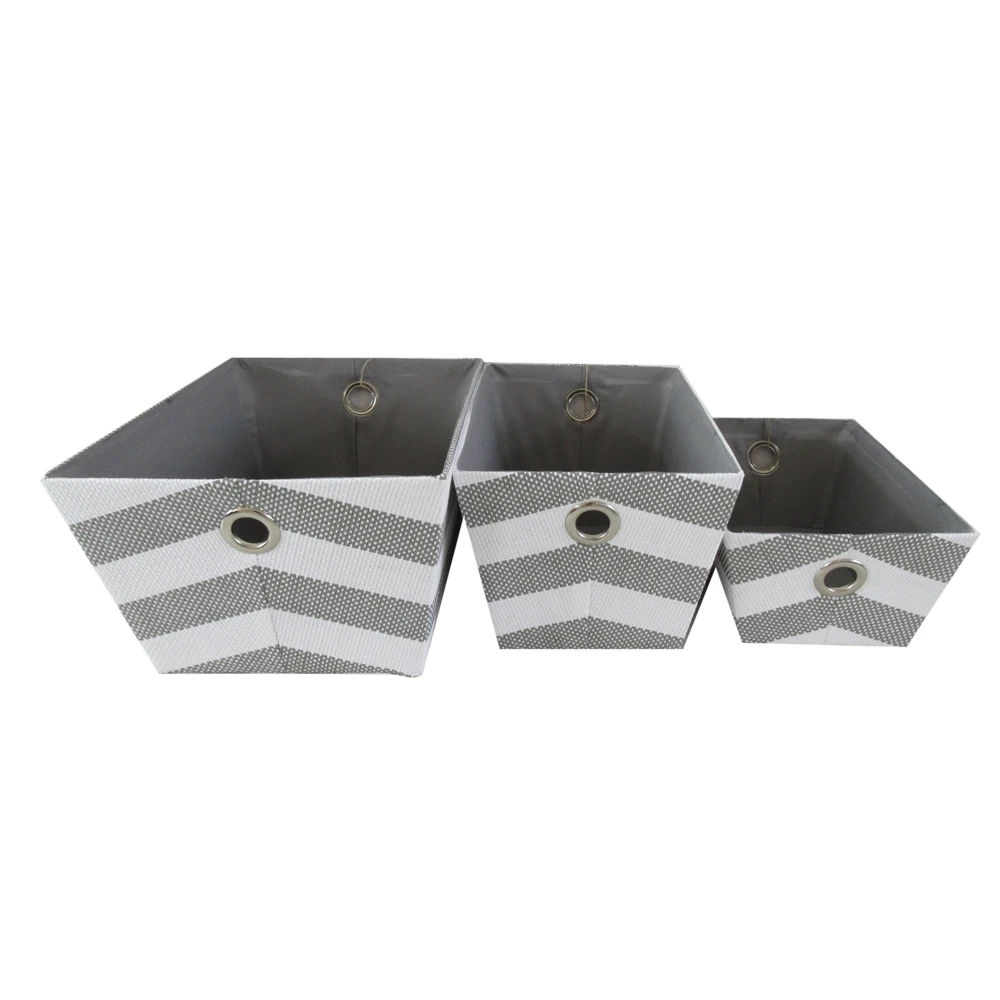 
Basket Storage Containers, Neutral Trio Nesting Kitchen Fabric Storage Basket Set 