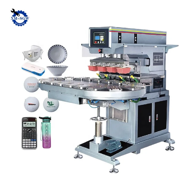 Factory Custom 4 Color Pad Printing Machine Sealed Closed Ink Cup Tampo Printer Watch Dial Pneumatic Pad Printer With Shuttle