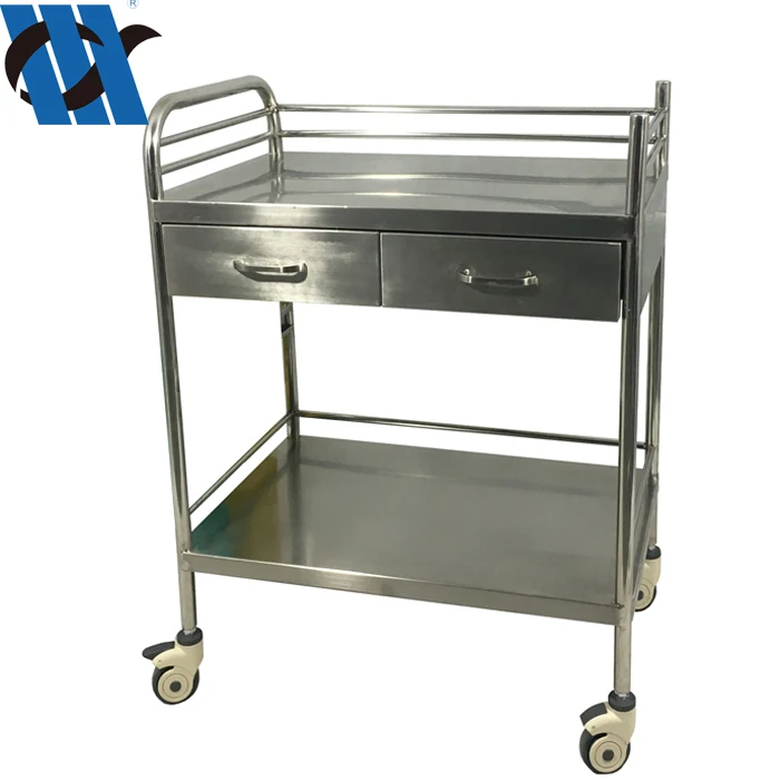 BDT205 hospital crash cart with drawers medical trolley stainless steel medical trolley