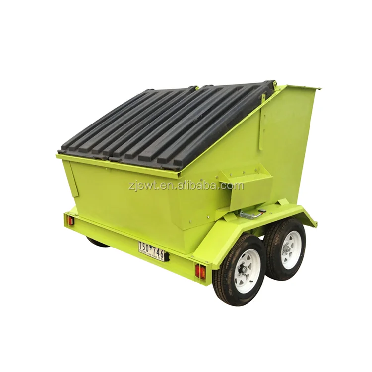 Трейлер выпускает мобильные корзины, мусорные корзины, мусорный трейлер