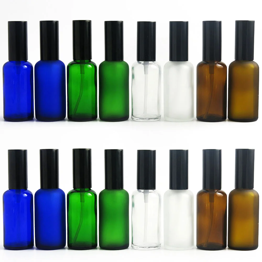 Green Clear Blue Amber Spray Bottle Cosmetic Golden Silver Lid Wholesale Factory Direct Facial Essential Oil Glass Bottle 50m