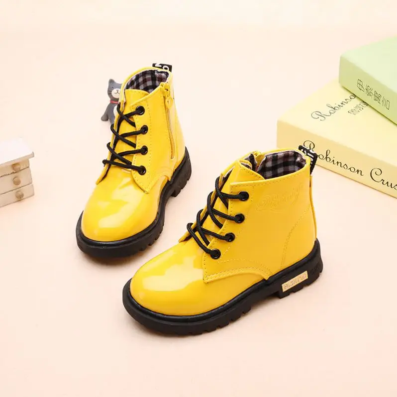 Children Boots Kids Girls Boots Casual Autumn Winter PU Leather School Boy Shoes