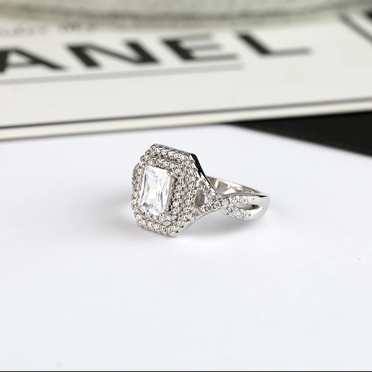Luxury Fashion Women Jewelry Big Stone Rings Cubic Zirconia Ring 925 Sterling Silver Rings For Women