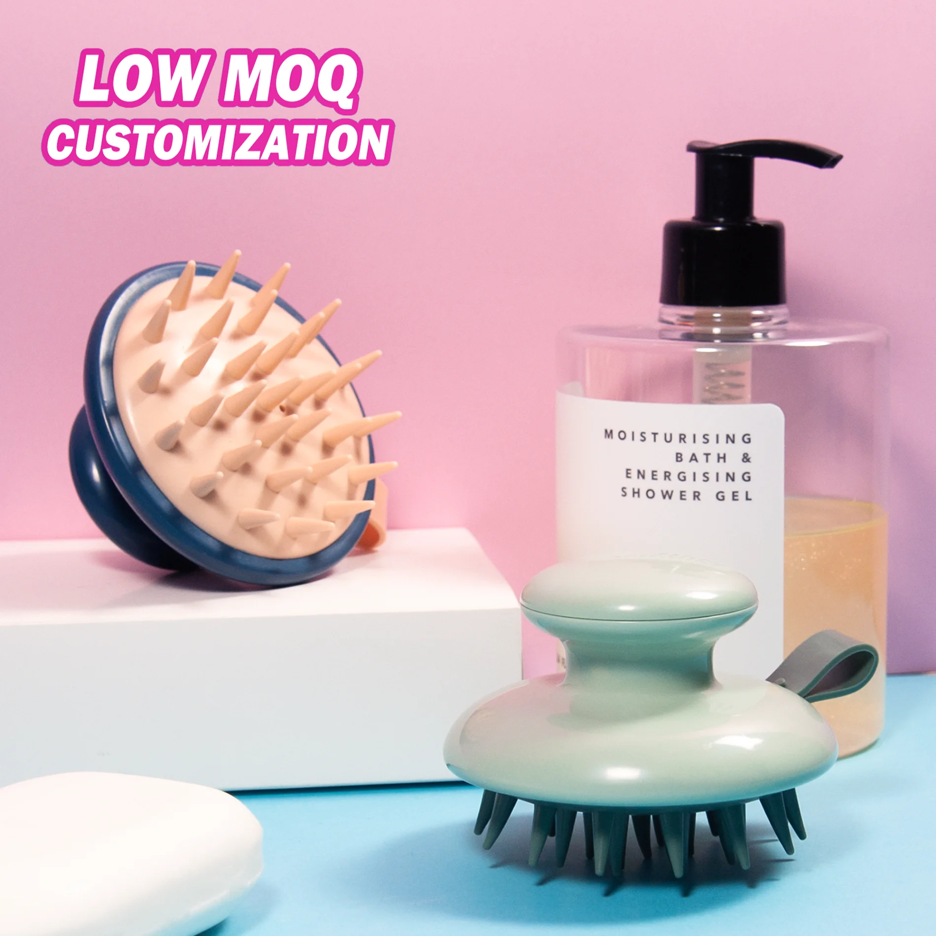 
Пользовательский логотип частная этикетка ультра мягкая розовая нюдовая жадный белый шампунь Массажная щетка серая синяя Массажная щетка для кожи головы 