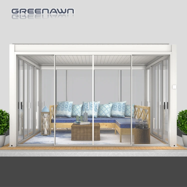 Modern Outdoor Aluminum Pergola Motorized aluminium glass sunroom for solarium sunroom furniture sets