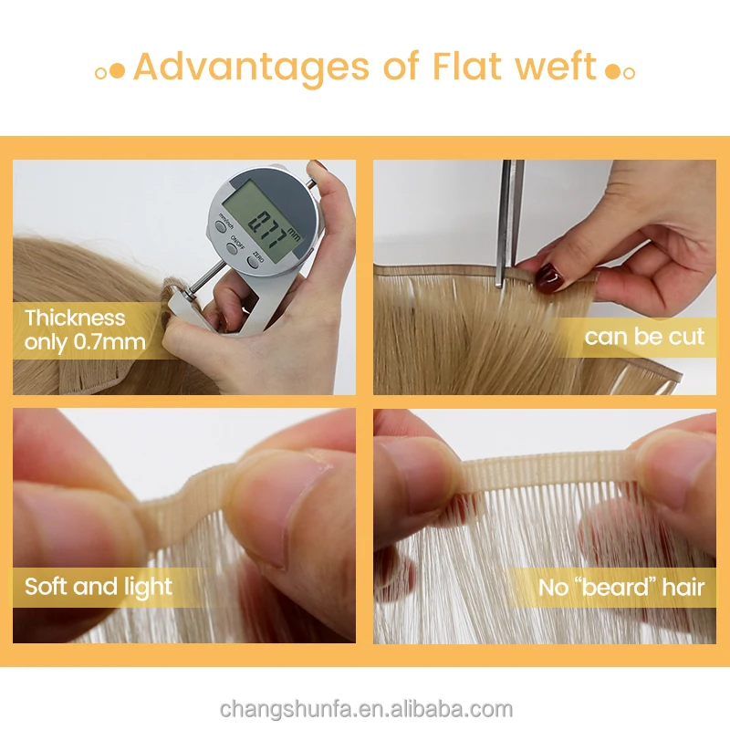 Changshunfa Russian hair Thick Full End Machine Flat Weft Cuticle Aligned Remy Virgin Double Drawn Hair Extensions