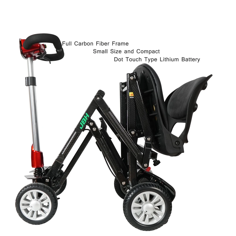 Mobility Scooter Electric Carbon Fiber Old People Used 4 Wheel Folding Electronic Unisex Handicapped Scooters 24V 180W Motor JBH