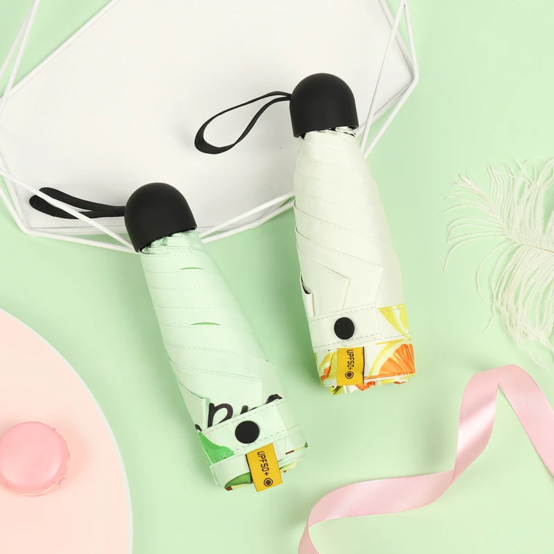 uv protection mini 5 fold compact travel capsule umbrella