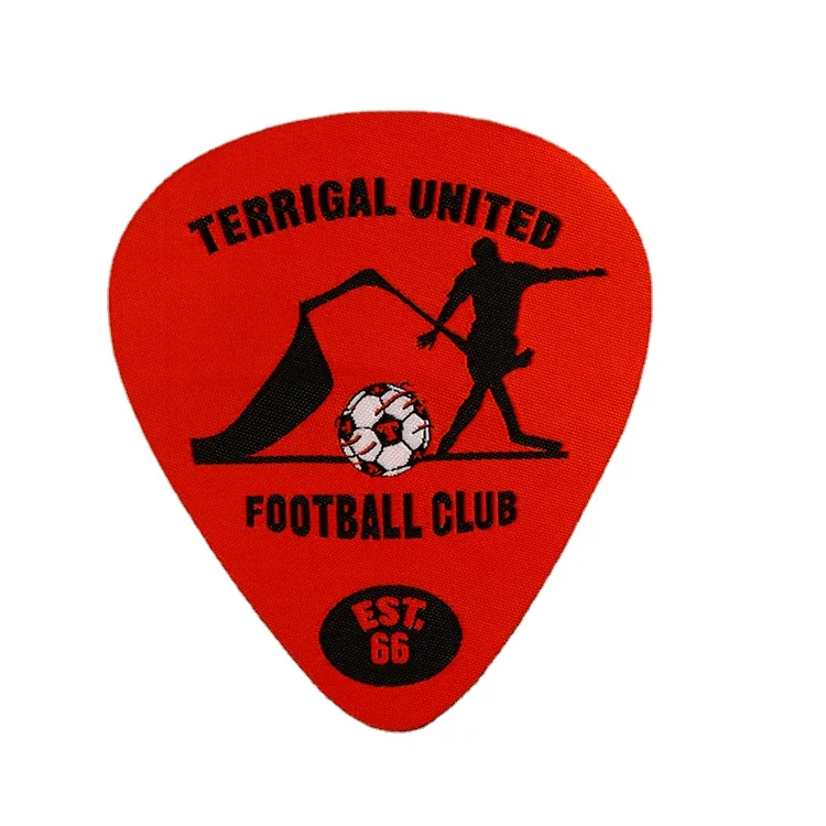 Custom Super Fine Iron On Backing Clothing Garment Accessories Football Woven Patches Emblem Badge Label